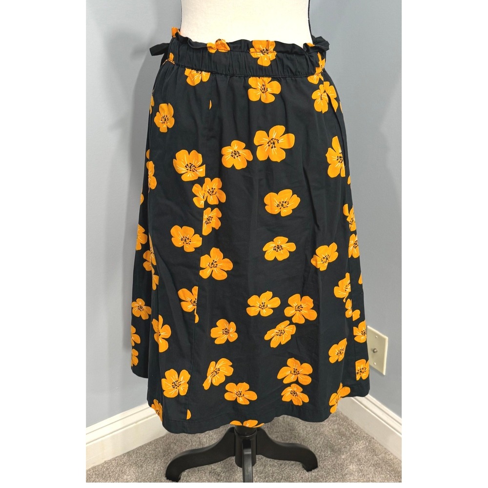 Who What Wear Retro Floral A-Line Paperbag Midi Skirt with Pockets - S